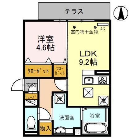 D-ROOM紅雲町B（前橋市紅雲町）の物件間取画像